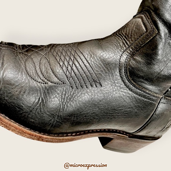 $358 Frye Billy Pull On Black Real Leather Southern Comfy Cute Cowboy Ankle Boot - Picture 14 of 16